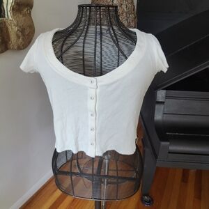 Lanston large off white button down crop top